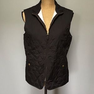 Lands end brown quilted vest with pockets Size S